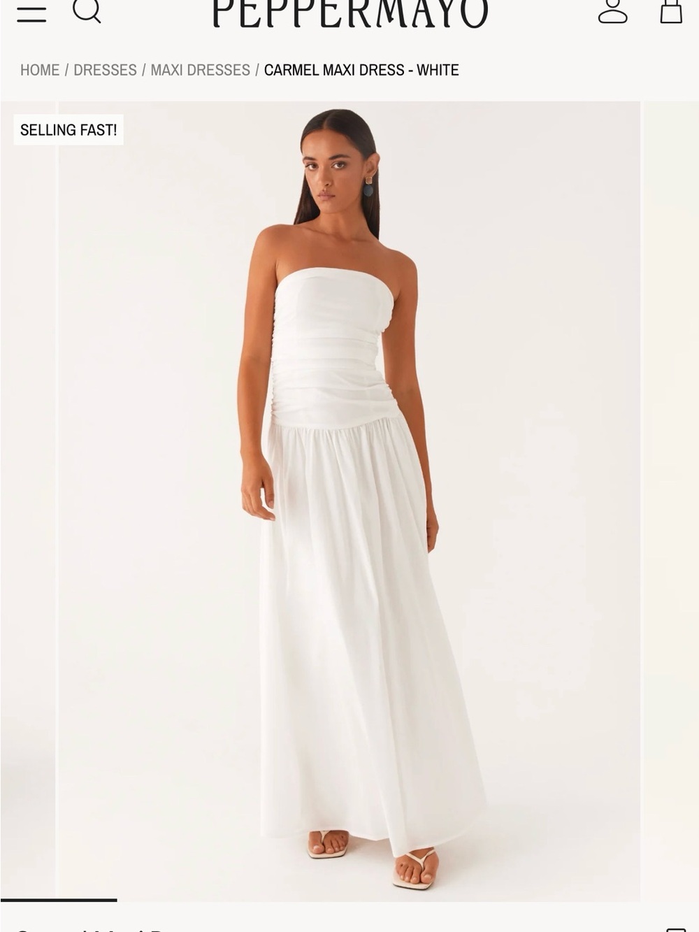 Peppermayo White Strapless Ruched Dress Sz US/CA 4 AU/UK 8 EU 36